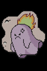 Mini small cute diamond painting kit “Angry Ghost” with fiery flame detail in purple and orange tones. Size 20x30cm, 3,585 round drills, 9 colors plus 1 special AB or Fairy Dust drill. Perfect mindful DIY art for beginners.